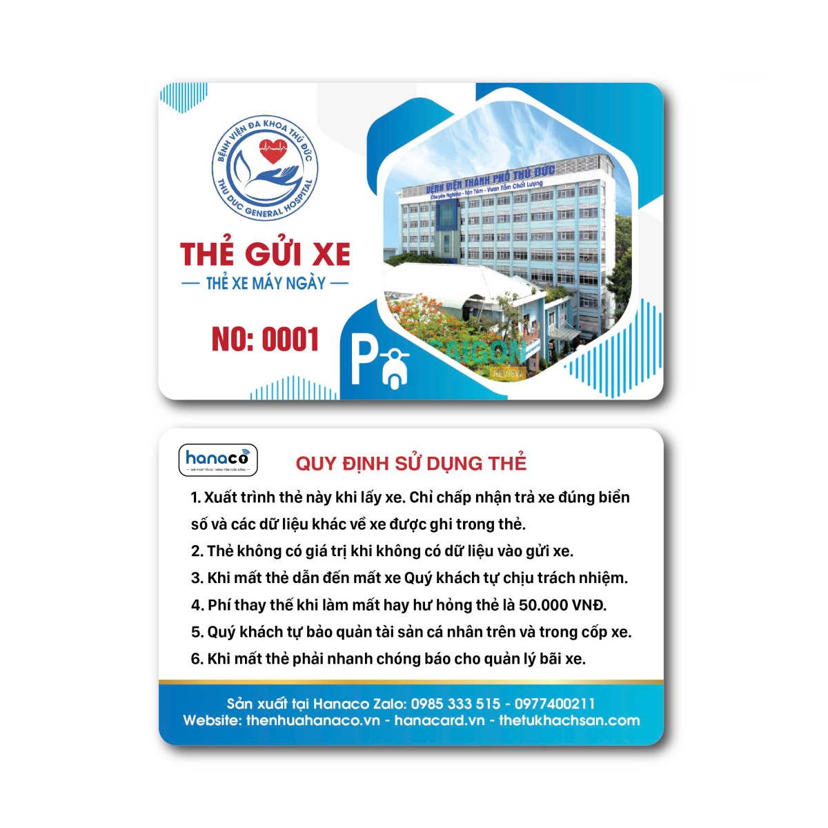 Thẻ gửi xe cảm ứng từ Hanaco